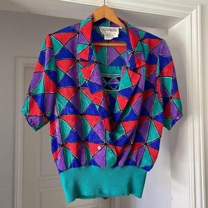 1980sVintage Colorful Geometric Blouse